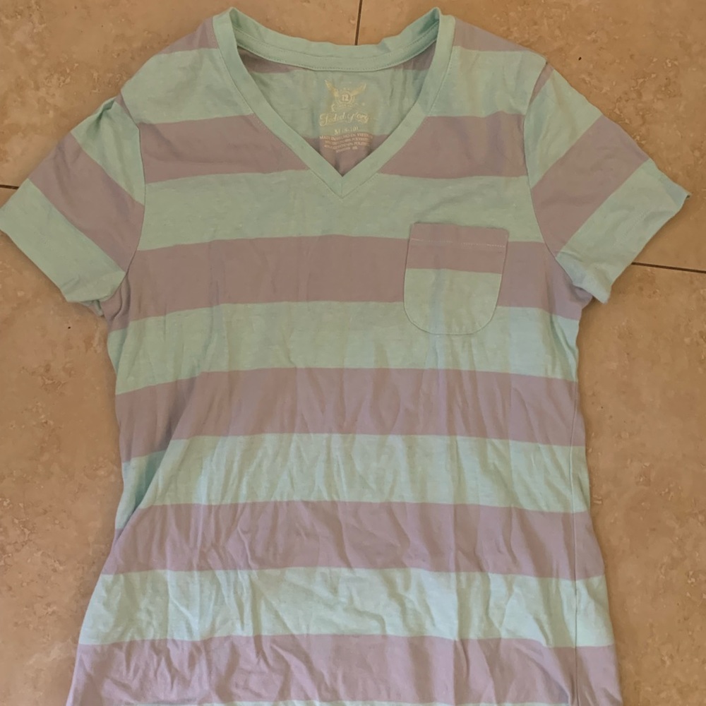 Blue and Grey Striped T-Shirt